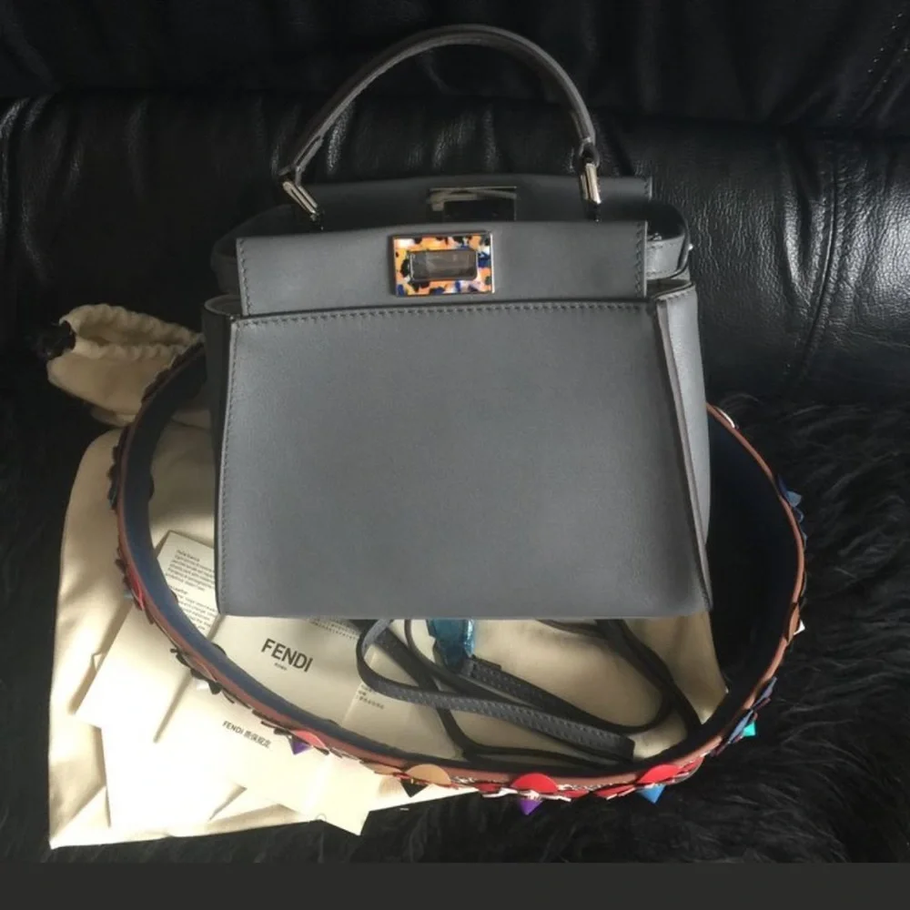 FENDI PEEKABOO Gray Leather bag! Like new!